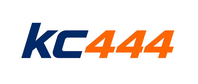 kc444 brand logo on dark header